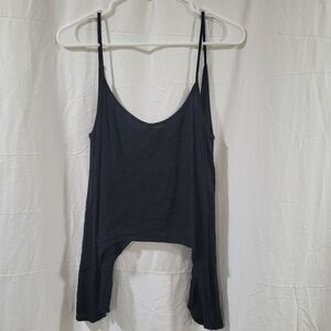 Womens Size Small Black Flowy Abstract Hem Tank Top